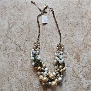 Lia Sophia Gold and Silver Beaded Necklace